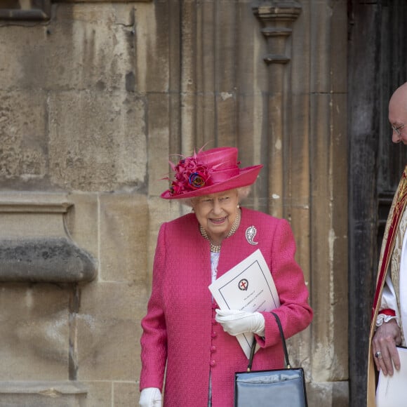 La reine Elisabeth II d'Angleterre - Mariage de Lady Gabriella Windsor avec Thomas Kingston dans la chapelle Saint-Georges du château de Windsor le 18 mai 2019. 