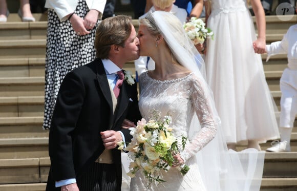 Le couple s'était marié en 2019. 
Lady Gabriella Windsor avec Thomas Kingston - - Mariage de Lady Gabriella Windsor avec Thomas Kingston dans la chapelle Saint-Georges du château de Windsor le 18 mai 2019. 