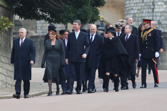 Le prince Andrew, la princesse Anne d'Angleterre - Service commémoratif du roi Constantin de Grèce au château de Windsor le 27 février 2024. 