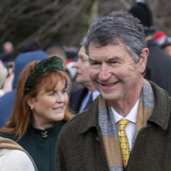 La princesse Anne et son mari Sir Timothy Laurence - Les membres de la famille royale britannique lors de la messe du matin de Noël en l'église St-Mary Magdalene à Sandringham, le 25 décembre 2023.