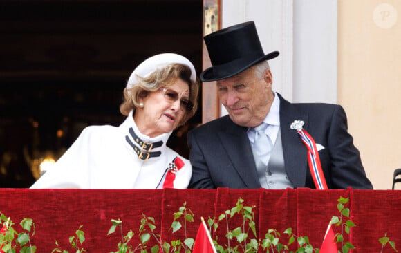 Le roi Harald V de Norvège, La reine Sonja de Norvège, - La famille royale de Norvège lors de la Fête Nationale (e Grunnlovsdag) à Oslo, le 17 mai 2023. Le 17 Mai est la date anniversaire de la signature de la Constitution en 1814. 
