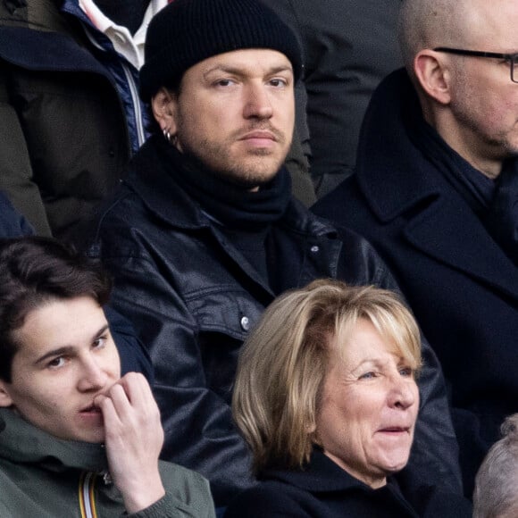 Quentin Mosimann - Personnalités dans les tribunes du match de football en ligue 1 Uber Eats PSG / Reims au Parc des Princes à Paris le 10 mars 2024.