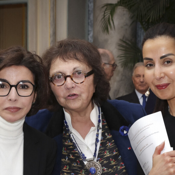 Exclusif - Rachida Dati, ministre de la Culture, Ghislaine Alajouanine, Isa Bouglime - Dîner de la Revue des Deux Mondes au Cercle de l'Union Interalliée à Paris le 11 mars 2024. Les membres du Cercle de la Revue des Deux Mondes étaient réunis autour de R.Dati, la ministre de la Culture ayant répondu à l’amicale invitation de M.Ladreit de Lacharrière, président d’honneur de la Revue des Deux Mondes. C'est dans les salons de l’Interalliée que s'est déroulée cette belle soirée dédiée au débat d'idées. De nombreuses personnalités du monde des lettres, des arts et de la culture étaient présentes, notamment la réalisatrice et productrice Y.Benguigui, la présidente du musée du Louvre L.des Cars, la comédienne M.Mayette, le producteur G.Coullier et son épouse, ou encore l’historien de l’art et président de l’Académie des beaux-arts cette année A.Goetz. © Jack Tribeca / Bestimage