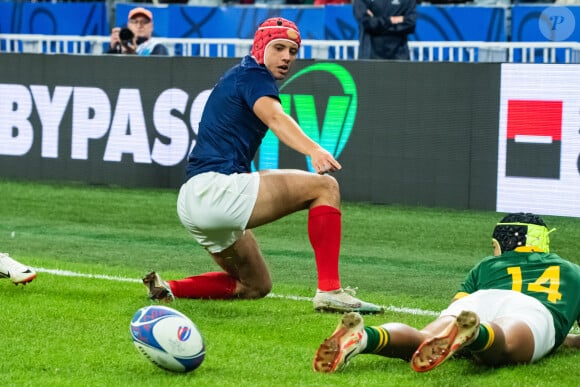 Louis Bielle-Biarrey (XV de France) - Coupe du Monde de Rugby France 2023 - Match de quart de finale "France-Afrique du Sud (28-29)" au Stade de France à Saint-Denis 15 octobre 2023.
