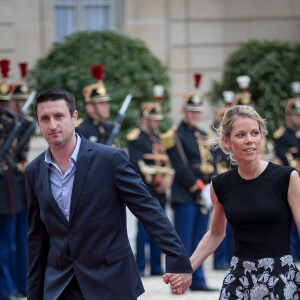 Tiphaine Auzière et son compagnon Antoine - Arrivées au palais de l'Elysée à Paris pour la cérémonie d'investiture d'E. Macron, nouveau président de la République, le 14 mai 2017. © Cyril Moreau/Bestimage