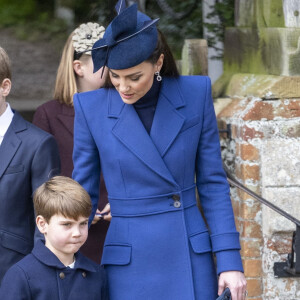 Le prince George de Galles, Le prince Louis de Galles, Catherine (Kate) Middleton, princesse de Galles, - Members of the Royal Family attend Christmas Day service at St Mary Magdalene Church in Sandringham, Norfolk