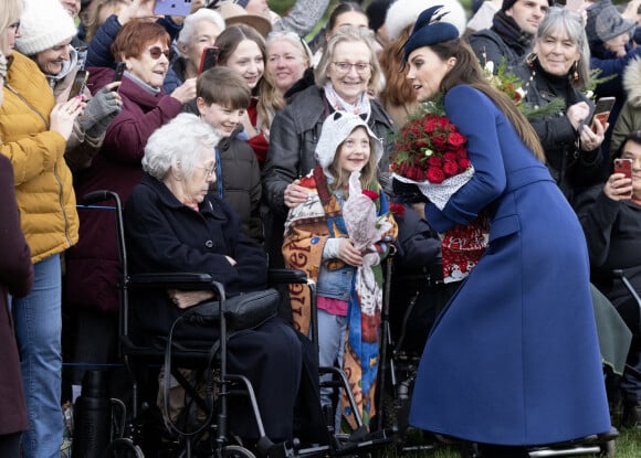 Catherine (Kate) Middleton, princesse de Galles - Les membres de la famille royale britannique lors de la messe du matin de Noël en l'église St-Mary Magdalene à Sandringham, le 25 décembre 2023