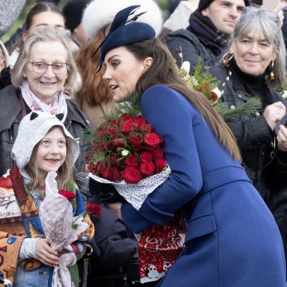 Catherine (Kate) Middleton, princesse de Galles - Les membres de la famille royale britannique lors de la messe du matin de Noël en l'église St-Mary Magdalene à Sandringham, le 25 décembre 2023