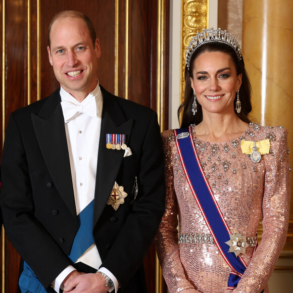 le prince William, prince de Galles, Catherine Kate Middleton, princesse de Galles - La famille royale du Royaume Uni lors d'une réception pour les corps diplomatiques au palais de Buckingham à Londres le 5 décembre 2023 