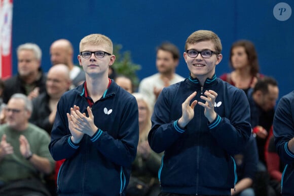 les freres Lebrun alexis et felix - Tennis de Table: Pro A - Nimes Montpellier Vs Chartres à Nimes, France, le 1§ décembre 2023. © Stéphanie Gouiran/panoramic/Bestimage 