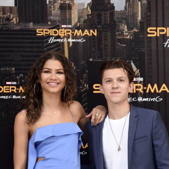 Un coup de foudre maladroit pour l'acteur qui avait révélé être très gênée lorsqu'il a croisé pour la première fois la jeune femme née le 1er septembre 1996 à Oakland en Californie. 
Les acteurs Zendaya et Tom Holland lors du photocall du film "Spiderman: Homecoming" à Madrid, Espagne, le 14 juin 2017. 