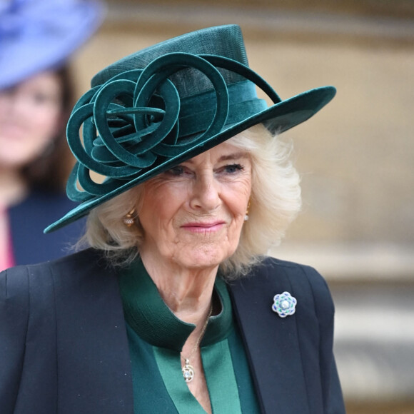 Camilla Parker Bowles, reine consort d'Angleterre - Les membres de la famille royale britannique arrivent à la chapelle Saint-George pour assister à la messe de Pâques. Windsor, le 31 mars 2024. 