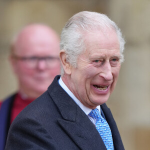 Le roi Charles III d'Angleterre - Les membres de la famille royale britannique arrivent à la chapelle Saint-George pour assister à la messe de Pâques. Windsor, le 31 mars 2024.