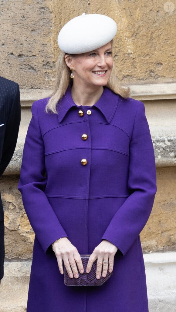 Sophie Rhys-Jones, duchesse d'Edimbourg - Les membres de la famille royale britannique arrivent à la chapelle Saint-George pour assister à la messe de Pâques. Windsor, le 31 mars 2024. 