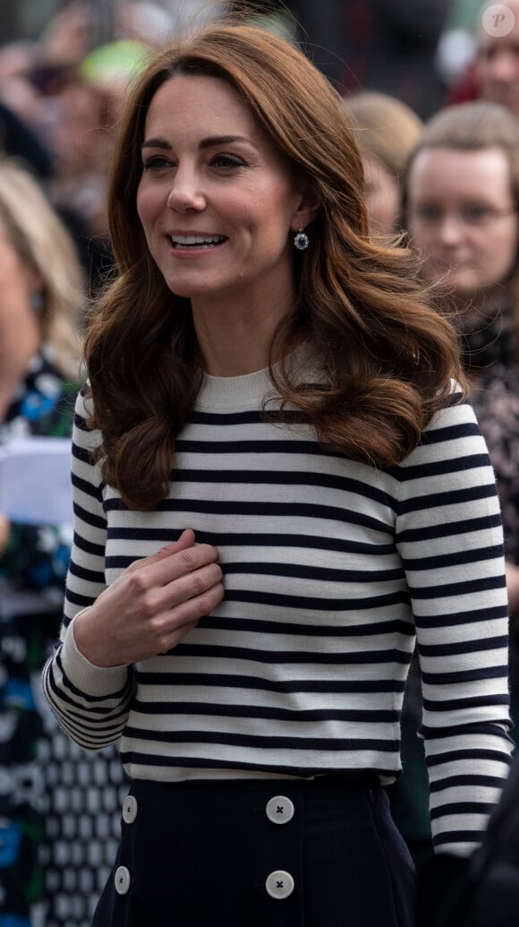 Catherine Kate Middleton, duchesse de Cambridge lors du lancement de la King's Cup, une régate au mois d'août, à Londres le 7 mai 2019. Lors de cet événement, le duc et la duchesse de Cambridge ont déclaré qu'ils sont impatients de rencontrer leur neveu, le fils du prince Harry et de Meghan Markle. 