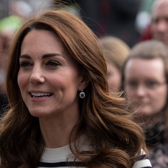 Catherine Kate Middleton, duchesse de Cambridge lors du lancement de la King's Cup, une régate au mois d'août, à Londres le 7 mai 2019. Lors de cet événement, le duc et la duchesse de Cambridge ont déclaré qu'ils sont impatients de rencontrer leur neveu, le fils du prince Harry et de Meghan Markle. 