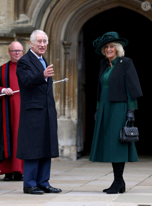 Le roi appréciera !Le roi Charles III et la reine Camilla au matin de Pâques à la chapelle Saint-George, le 31 mars 2024. Photo par Hollie Adams/PA Wire/ABACAPRESS.COM