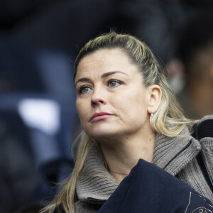 Laure Boulleau - Personnalités dans les tribunes du match de football en ligue 1 Uber Eats PSG / Reims au Parc des Princes à Paris le 10 mars 2024.