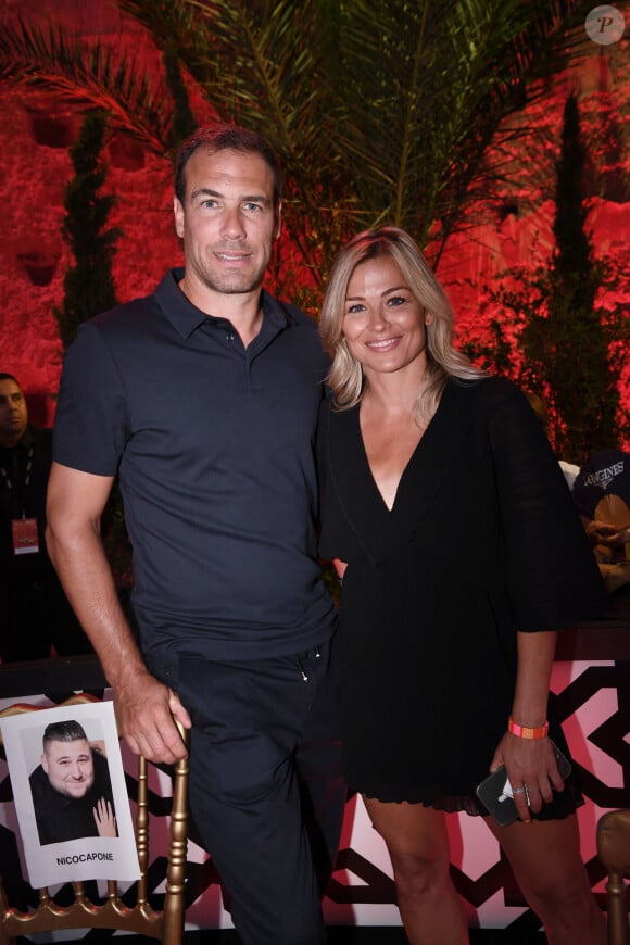 Exclusif - Laure Boulleau et son compagnon Bruno Cheyrou lors de la soirée du grand gala du "Marrakech du Rire 2022" pour la 10ème édition au palais El Badiî à Marrakech, Maroc, le 18 juin 2022. © Rachid Bellak/Bestimage