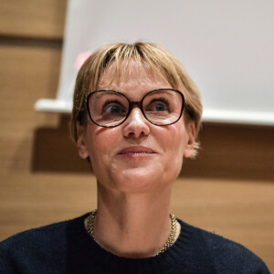 L'actrice, scénariste et réalisatrice française Judith Godreche regarde avant son audition devant la Délégation aux droits des femmes et à l'égalité des chances entre les hommes et les femmes à l'Assemblée nationale à Paris, le 14 mars 2024. Photo par Firas Abdullah/ABACAPRESS.COM