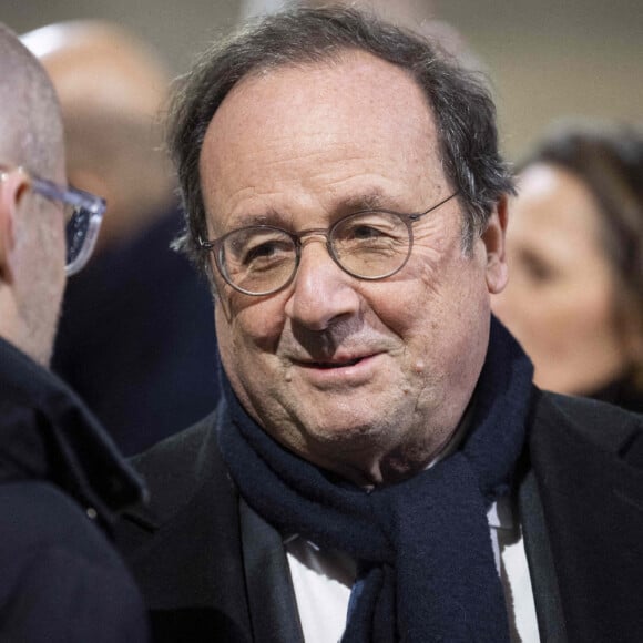 François Hollande lors de la cérémonie d'entrée de Missak et Melinee Manouchian au Panthéon à Paris, France, le 21 février 2024. Photo par Eliot Blondet/ABACAPRESS.COM