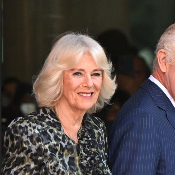 Le roi Charles III d'Angleterre et la reine consort Camilla à leur arrivée au "University College Hospital Macmillan Cancer Centre" à Londres. Le 30 avril 2024 