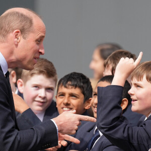 Le prince William de Galles en visite à la "St. Michael's High School" à Sandwell. Le 25 avril 2024 