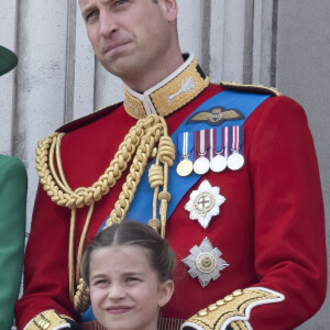 Et probablement en famille ! 
Le prince William de Galles, la princesse Charlotte de Galles - La famille royale d'Angleterre sur le balcon du palais de Buckingham lors du défilé "Trooping the Colour" à Londres. Le 17 juin 2023