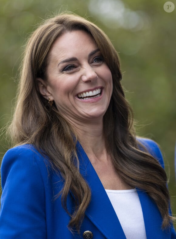 Le prince William, prince de Galles, et Catherine (Kate) Middleton, princesse de Galles, au centre sportif national de Bisham Abbey à Marlow, à l'occasion de la Journée mondiale de la Santé mentale, le 12 octobre 2023. 