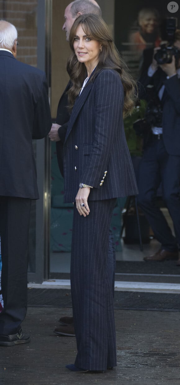 Le prince William, prince de Galles, et Catherine (Kate) Middleton, princesse de Galles, en visite au pavillon Grange à Cardiff, le 3 octobre 2023.