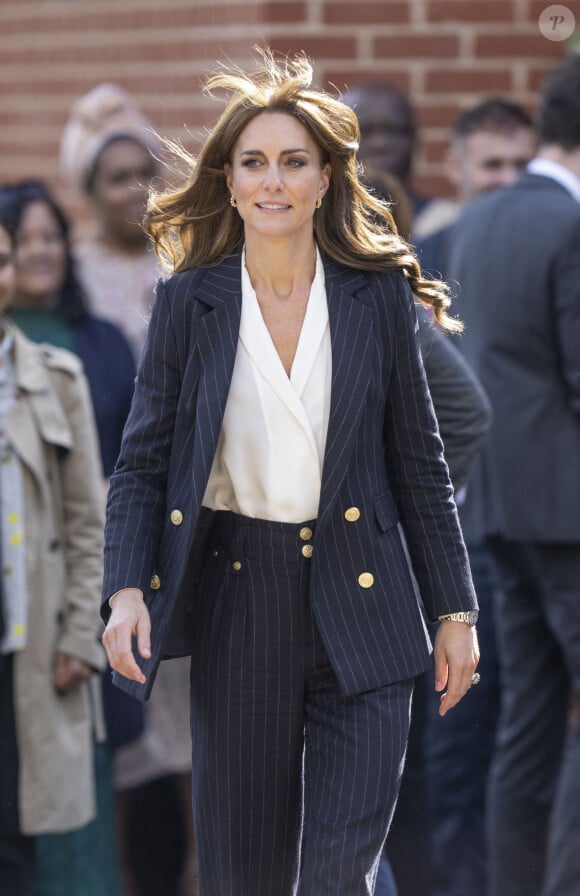 Le prince William, prince de Galles, et Catherine (Kate) Middleton, princesse de Galles, en visite au pavillon Grange à Cardiff, le 3 octobre 2023.