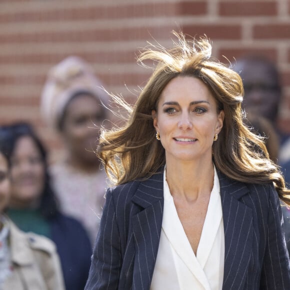 Le prince William, prince de Galles, et Catherine (Kate) Middleton, princesse de Galles, en visite au pavillon Grange à Cardiff, le 3 octobre 2023.