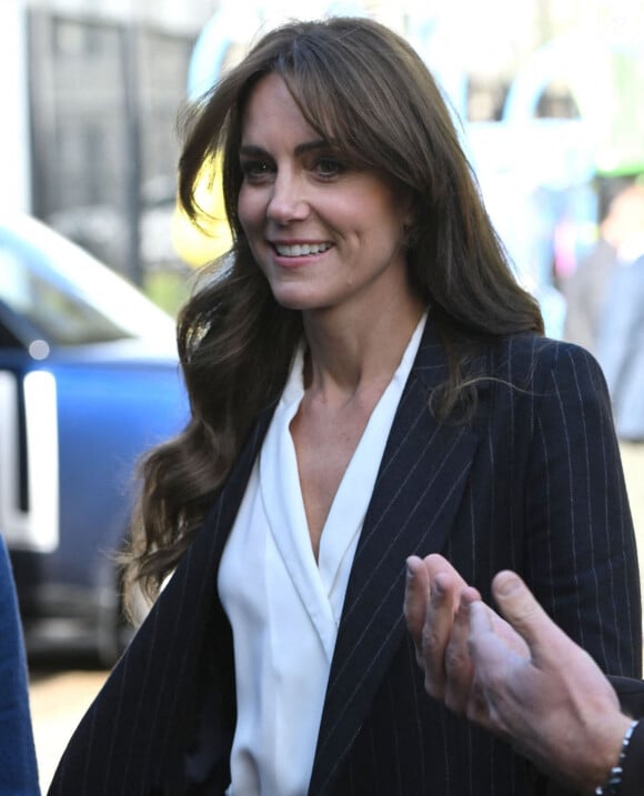 Le prince William, prince de Galles, et Catherine (Kate) Middleton, princesse de Galles, en visite au pavillon Grange à Cardiff, le 3 octobre 2023.