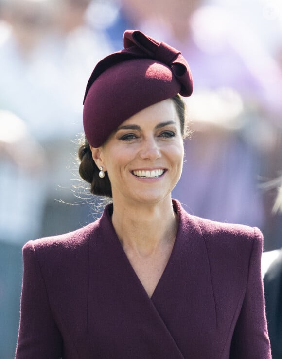 Le prince William, prince de Galles, et Catherine (Kate) Middleton, princesse de Galles assistent à un service religieux marquant le premier anniversaire de la mort de la reine Elizabeth II à la cathédrale St Davids à Haverfordwest dans le Pembrokeshire, pays de Galles, Royaume Uni, le 8 septembre 2023. 