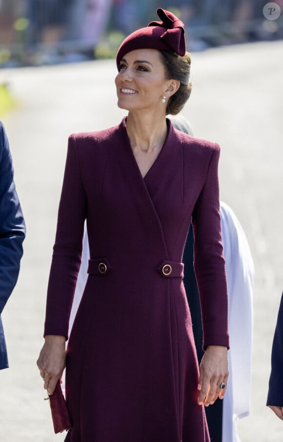 Le prince William, prince de Galles, et Catherine (Kate) Middleton, princesse de Galles assistent à un service religieux marquant le premier anniversaire de la mort de la reine Elizabeth II à la cathédrale St Davids à Haverfordwest dans le Pembrokeshire, pays de Galles, Royaume Uni, le 8 septembre 2023. 