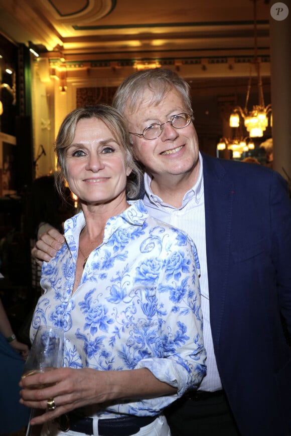 Edith Rebillon et son Mari lors de la soirée des 140 ans de légende des Deux Magots et vernissage de l'exposition "140 ans d'esprits créatifs à Saint-Germain-des-Prés" à Paris le 29 avril 2024. © Cédric Perrin / Bestimage