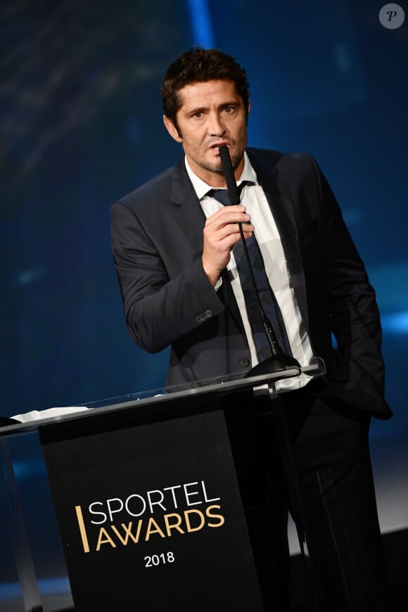 Bixente Lizarazu, récompensé par le Prix de l'Autobiographie pour son livre Mes Prolongations, durant la soirée des Sportel Awards 2018 au Grimaldi Forum à Monaco le 23 octobre 2018. Les Sportel Awards sont une compétition internationale visant à récompenser les plus belles images de sport de l'année dans le cadre du Sportel qui est un salon international du sport et des médias qui se déroule sur 3 jours en Principauté. © Bruno Bebert/Bestimage 