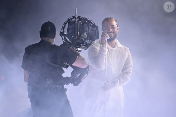 Elle s'est déroulée samedi 11 mai 2024 à Malmö, en Suède
Slimane avec sa chanson "Mon Amour" lors de la première répétition générale avant la finale de la 68ème édition du Concours Eurovision de la chanson (ESC) à la Malmö Arena, en Suède, le 10 mai 2024. © Jessica Gow /TTNews/Bestimage