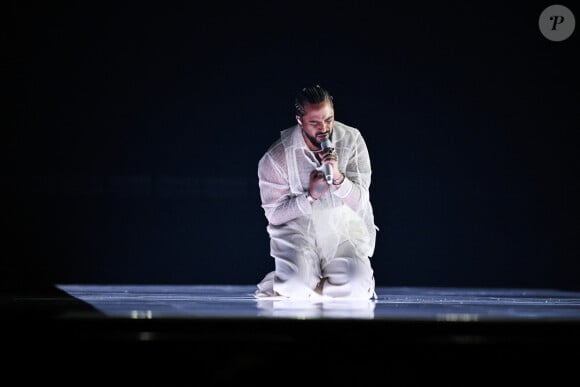 Silmane representing France with the song "Mon amour" during the second semi-final of the 68th edition of the Eurovision Song Contest (ESC) at Malmö Arena, in Malmö, Sweden, Thursday, May 09, 2024. 