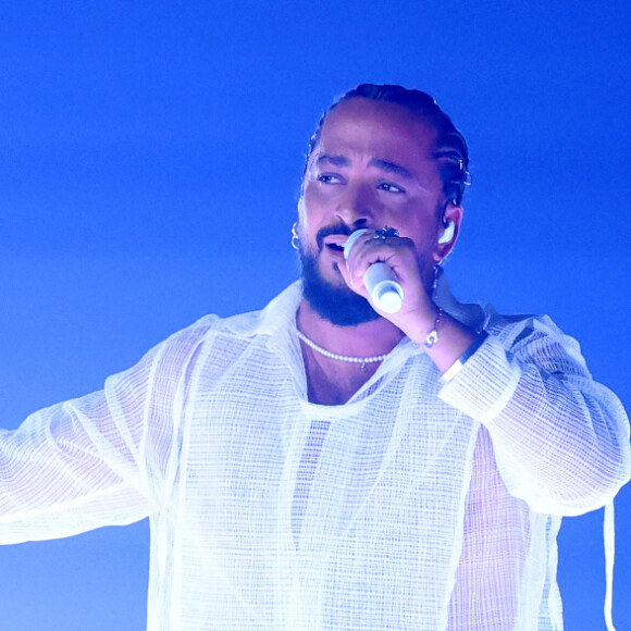 Slimane avec sa chanson "Mon Amour" lors de la première répétition générale avant la finale de la 68ème édition du Concours Eurovision de la chanson (ESC) à la Malmö Arena, en Suède, le 10 mai 2024. © Sanjin Strukic/PIXSELL/Bestimage