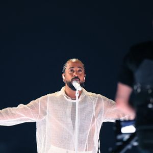 Slimane avec sa chanson "Mon Amour" lors de la dernière répétition générale avant la finale de la 68ème édition du Concours Eurovision de la chanson (ESC) à la Malmö Arena, à Malmö, Suède, le 11 mai 2024. © Andreas Hillergren/TTNews/Bestimage 