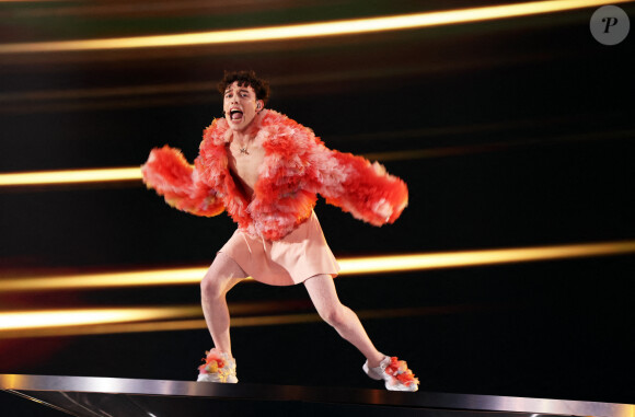 11 May 2024, Sweden, Malm: Nemo from Switzerland performs \"The Code\" on stage at the final of the Eurovision Song Contest (ESC) 2024 in the Malm Arena. The motto of the world's biggest singing competition is \"United By Music\". Photo by Jens Bttner/DPA/ABACAPRESS.COM 