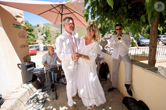 Exclusif - Mariage civil de Christine Bravo et Stéphane Bachot devant la mairie de Occhiatana en Corse le 11 Juin 2022 © Dominique Jacovides / Bestimage