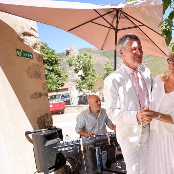 Exclusif - Mariage civil de Christine Bravo et Stéphane Bachot devant la mairie de Occhiatana en Corse le 11 Juin 2022 © Dominique Jacovides / Bestimage