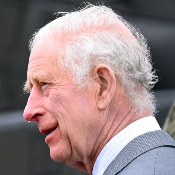 Le roi Charles III d'Angleterre remet officiellement le rôle de colonel en chef de l'Army Air Corps au prince de Galles à la base militaire Army Aviation Center de Middle Wallop, Hampshire, Royaume Uni, le 13 mai 2024. © Justin Goff/GoffPhotos/Bestimage 