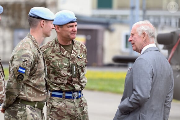 Le roi Charles III d'Angleterre remet officiellement le rôle de colonel en chef de l'Army Air Corps au prince de Galles à la base militaire Army Aviation Center de Middle Wallop, Hampshire, Royaume Uni, le 13 mai 2024. © Justin Goff/GoffPhotos/Bestimage 