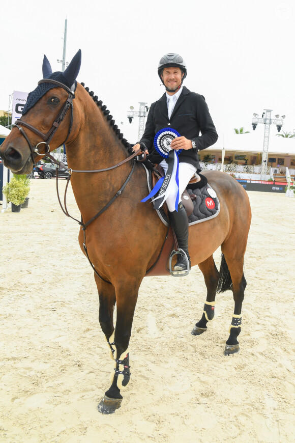 Guillaume Canet termine troisième du Prix GBS Sellier - Les meilleurs cavaliers mondiaux lors du Jumping International de Cannes, étape du Longines Global Champions Tour. Cannes le 8 juin 2018