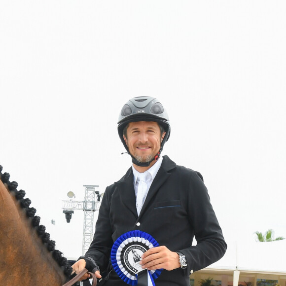 Guillaume Canet termine troisième du Prix GBS Sellier - Les meilleurs cavaliers mondiaux lors du Jumping International de Cannes, étape du Longines Global Champions Tour. Cannes le 8 juin 2018