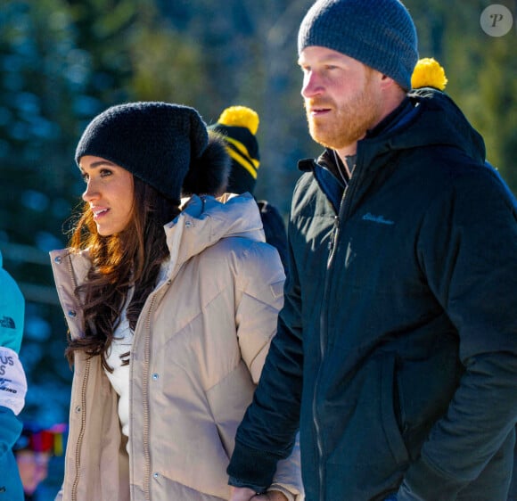 Le prince Harry, duc de Sussex, et Meghan Markle, duchesse de Sussex, assistent à l'événement One Year to Go avant les Invictus Games Vancouver Whistler 2025 à Mountain Square à Whistler, BC, Canada, le 14 février 2024. Photo par Mischa Schoemaker/ABACAPRESS.COM