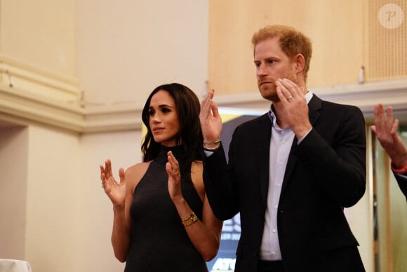 Le duc et la duchesse de Sussex à la réception de l'IG25 et de l'équipe canadienne à l'hôtel Hilton pendant les Invictus Games à Düsseldorf, en Allemagne, le vendredi 15 septembre 2023. Photo par Jordan Pettitt/PA Wire/ABACAPRESS.COM